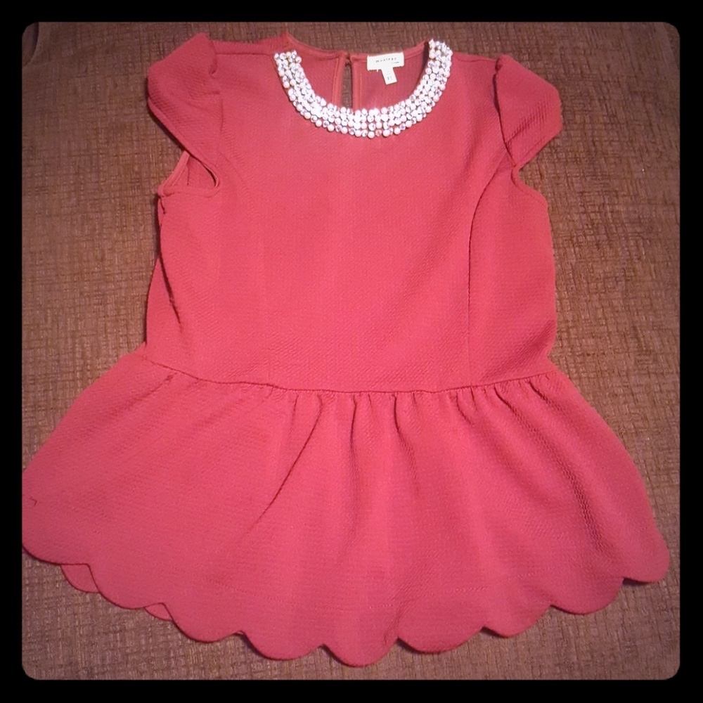 Girls Diamonds & Pearls Scalloped Peplum Top